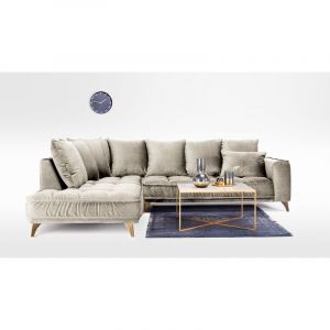 Maison Aubertin Canapé Tissu Angle Méridienne Gauc Beige Altamo 4 Places