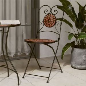 VidaXL Chaises de bistrot pliables lot de 2 terre cuite céramique, chaise de jardin, chaise d’extérieur, chaise de dîner d’extérieur, chaise pliante