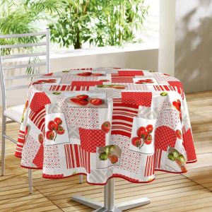 Image de Nappe ronde toile cirée (D160 cm) Amandine Rouge