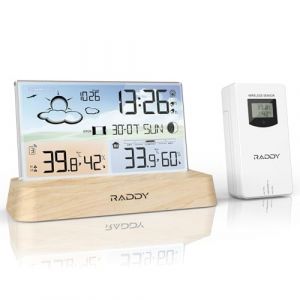 Image de Station Météo - Raddy - DT6 - Horloge radio-pilotée DCF - Écran couleur numérique - 3 capteurs