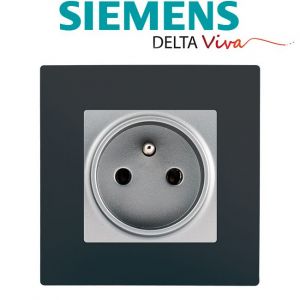 Siemens Prise 2P+T Silver Delta Viva + Plaque Anthracite