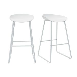 Miliboo Tabourets de bar design blancs H75 cm (lot de 2) PEBBLE