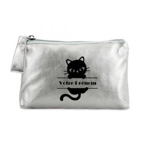 Porte monnaie Taperso personnalisable argent motif prenom et chat