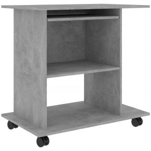Helloshop26 - Bureau table poste de travail meuble d'ordinateur informatique étude d'ordinateur 80 x 50 x 75 cm bois d'ingénierie gris