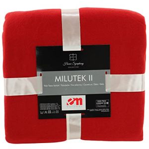 Uromat Couverture Polaire Couverture Doudou Couverture canap&eacute; Couverture Salon avec Bords Cousus Rouge 150x200 cm