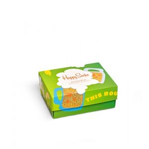 Happy socks 2-Pack Beer Socks Gift Set, color&eacute;s et amusants, Chaussettes pour homme et femme, Vert-Bleu-Orange 2 paires