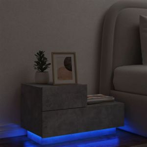 VidaXL Table De Chevet Avec Lumières Led Gris Béton 70x36x40,5 Cm
