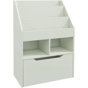 Homcom Bibliothèque étagère multi-rangement 3 étagères 2 niches grand tiroir MDF vert clair