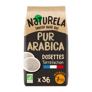 Naturela Café en Dosettes - 100% Arabica Bio - Saveur Intense et Équilibrée - Torréfaction lente- Fabriqué En France - 36 x 7 g