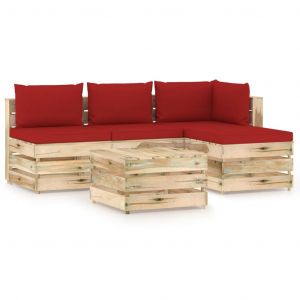 VidaXL Salon de jardin 5 pcs avec coussins Bois impr?gn? de vert