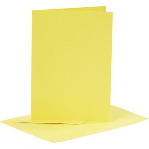 Creotime lot de 6 cartes et enveloppes vierges 10,5x15 cm jaune