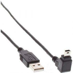 Inline C&acirc;ble USB 2.0 Mini, M&acirc;le A vers Mini-B M&acirc;le (5pol.) coud&eacute; vers le bas 90&deg;, noir, 3m