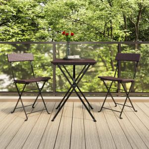 VidaXL Ensemble de bistro pliable 3 pcs Marron Résine tressée