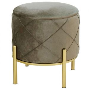 Akord - Pouf de Rangement avec Couvercle matelassé savana velour colour Beige hauteur 40 cm