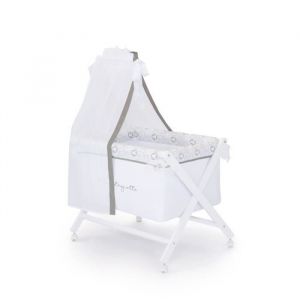 Lulu Castagnette Berceau complet (Bois + Textile + Ciel de Lit) coton brodé All Lulu 55 x 85 cm