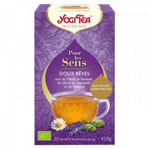 Yogi Tea Infusion Pour les sens Doux r&ecirc;ves &ndash; La bo&icirc;te violette de 20 sachets