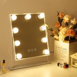 Miroir de Maquillage FENCHILIN Hollywood AVEC LUMIÈRES - ROTATION À 360° BLANC