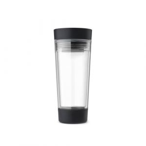 Brabantia Tasse à Thé de Voyage Make & Take, Étanche avec Couvercle à Clic Intelligent et Compartiment à Sachets de Thé Caché, Garde les Boissons Chaudes pendant 1,5 Heure, Gris Foncé, 0,36L