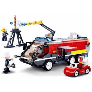 Sluban JEU DE CONSTRUCTION COMPATIBLE LEGO FIRE CAMION INTERVENTION POMPIER D'AEROPORT M38-B0808 FIGURINES ARTICULES INCENDIE FEU