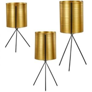 Set of Planters Black Golden Metal (6 Units)