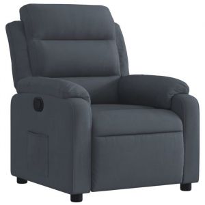 Fauteuil relax tv rembourrage confortable fonction d'inclinaison manuelle en velours gris foncé DEC027964