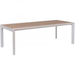 Made In Meubles - Grande table de jardin en aluminium blanc et effet bois Ayden