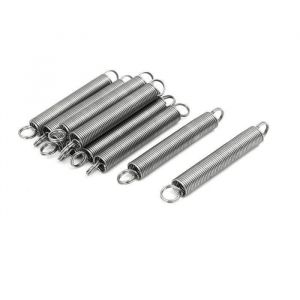 Sourcing map Ressort de tension 8mm OD 0.8mm Dia fil 60mm Longueur Inox 304 Ressort de traction Ressort crochets Argent&eacute; 10Pcs