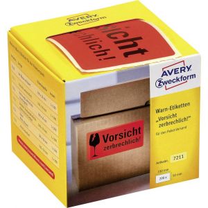 Avery-Zweckform Etiquettes d'avertissement 7211 100 x 50 mm papier rouge néon 200 pc(s) permanente