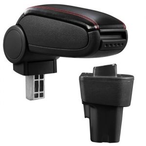 ProTec Pro.tec Accoudoir central pour Kia Picanto 2ème génération - avec compartiment - rembourré - cuir-synthétique - noir avec des coutures rouges