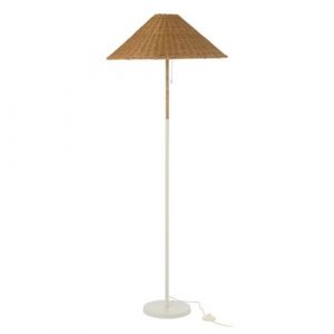 J-Line Lampadaire Metal/Rotin Blanc/Naturel