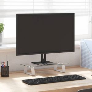 VidaXL Support de moniteur blanc 40x20x8 cm verre trempé et métal