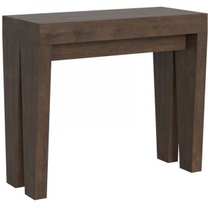 Console extensible bois foncé 8 personnes 40 à 196 cm Sambo 2 pieds