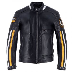 Helstons Blouson cuir Vulcan noir/jaune- S