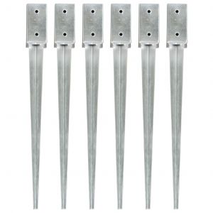 VidaXL Piquets au Sol Acier Galvanisé Argenté 6 pcs 7x7x75 cm