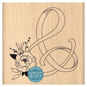 Floril&egrave;ges Design Tampon bois Esperluette ruban 8 x 8 cm