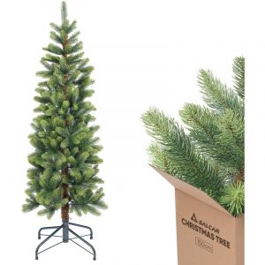 Salcar Sapin de Noël artificiel - 100 % moulé par injection - Arbre Pyramidal à Branches Rondes et Tête Douce - Facile à Monter, Résistant et Durable pour