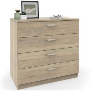 Briebe Prakt Commode Chambre, Chiffonnier Meuble de Rangement avec 4 Tiroirs, 78x74x40 cm Bois