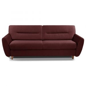 Image de Inside75 Canapé convertible système express COPENHAGUE en microfibre bordeaux Couchage 120cm matelas 15cm