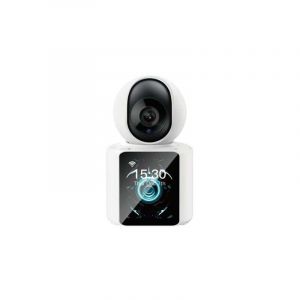 Jaym - Caméra intérieure WiFi avec affichage numérique des appels de visio, rotation 350° et inclinaison 68,5°.