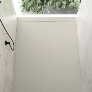 Stano Receveur de douche 70 x 140 cm extra plat COVER en résine surface ardoisée sable - Beige