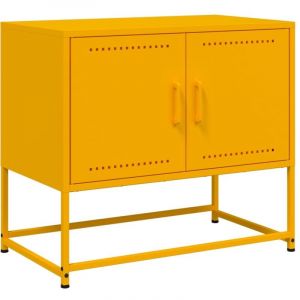 VidaXL Meuble TV jaune moutarde 68,5x39x60,5 cm acier, support TV, buffet TV, meuble multimédia, banc TV, armoire hifi, centre de divertissement