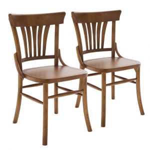 Lot de 2 chaises style scandinave en bois d'orme foncé