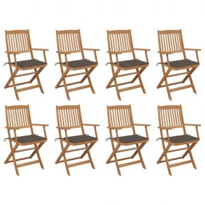 VidaXL Chaises pliables d'ext&eacute;rieur avec coussins 8 pcs Bois d'acacia Taupe