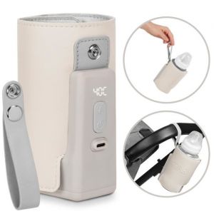 Lionelo Thermup Go Plus - Chauffe-Biberon Portable- Sans BPA - 38-50 °C - Charge USB - Batterie jusqu’à 8 h - Beige