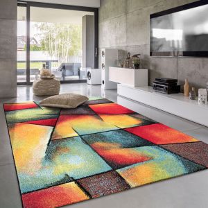 Paco Home - Tapis De Salon Poils Ras Moderne Motif Geometrique 3D 120x170 cm, Multicolore 6