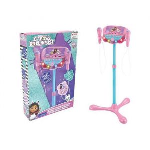 Image de Lexibook Gabby et la Maison Magique, Enceinte Pied pour Enfant, Jeu Musical, Hauteur Ajustable, Effets Lumineux, 2 Microphones Inclus, MP3, Prise Aux-in, S160GDH, Rose/Bleu