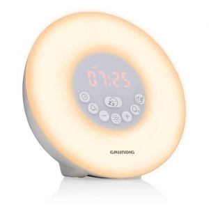 Grundig Lampes de Réveil - Radio Réveil - Enceinte Bluetooth - AUX et USB - Sons de la Nature - Blanc