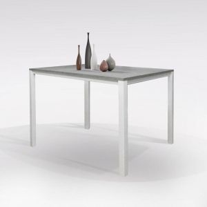 Alter Dmora - Table de salle à manger extensible, Table de cuisine avec rallonge, Made in Italy, 110x70h76 cm, couleur Ciment et Blanc