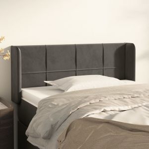 Image de VidaXL T&ecirc;te de lit avec oreilles Gris fonc&eacute; 103x16x78/88 cm Velours - Dark grey