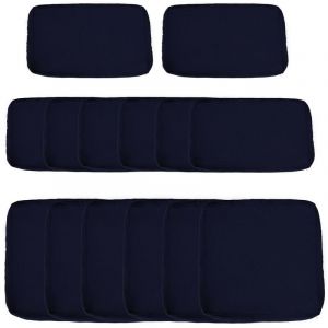 Outsunny Lot de 14 Housses de Rechange Coussins Salon de Jardin - 6 Housses Coussin d'assise, 8 Housses Coussin Dossier - Housses zippées Polyester déperlant Bleu